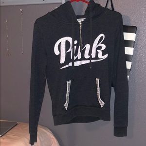 PINK Dark Grey Half Zip Pull Over